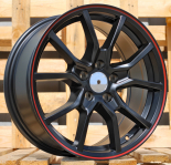 Alu kola Racing Line B5253, 16x7 5x114.3 ET40, černá matná + červený límec