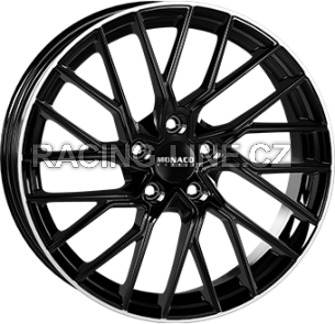 Alu kola MONACO WHEELS GP11, 18x8 5x112 ET28, černá lesklá + leštěný límec