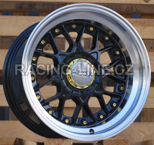 Alu kola Racing Line A8078, 16x8 8x100 ET15, Černá + leštěný límec