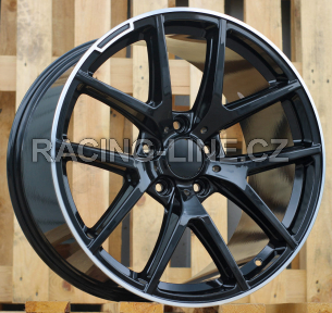 Alu kola Racing Line A8221, 20x10 5x130 ET35, Černá + leštěný límec