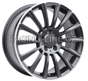 Alu kola Racing Line B1048, 17x7.5 5x112 ET45, Černá + leštěný límec