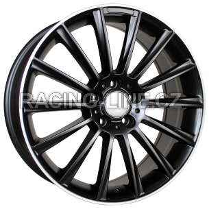 Alu kola Racing Line B1048, 18x8.5 5x112 ET48, Černá matná + leštěný límec