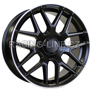 Alu kola Racing Line B1258, 19x8.5 5x112 ET45, Černá matná + leštěný límec