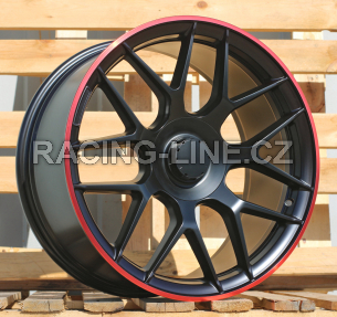 Alu kola Racing Line B1258, 20x9.5 5x112 ET42, černá matná + červený límec (zátěžová)