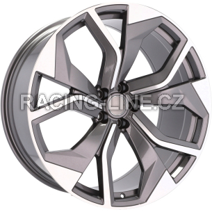 Alu kola Racing Line B1637, 22x10 5x112 ET26, šedivá + leštění (zátěžová)