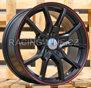 Alu kola Racing Line B5253, 17x7 5x112 ET40, černá matná + červený límec