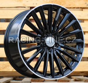 Alu kola Racing Line B5909, 20x8.5 5x112 ET40, Černá + leštěný límec (zátěžová)