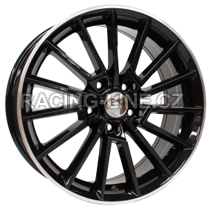 Alu kola Racing Line B5969, 17x7 5x100 ET46, Černá + leštěný límec