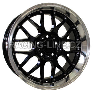 Alu kola Racing Line BY773, 18x8 5x120 ET35, Černá + leštěný límec