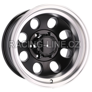 Alu kola Racing Line BY997, 16x8 6x139.7 ET, Černá matná + leštěný límec (zátěžová)