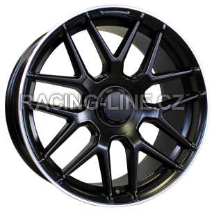 Alu kola Racing Line FE115, 22x11.5 5x112 ET42, Černá matná + leštěný límec