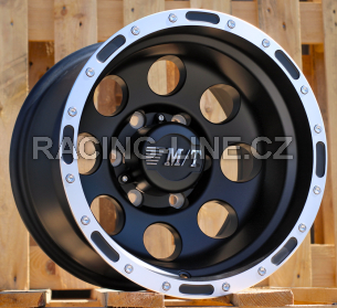 Alu kola Racing Line LU087, 15x10 6x139.7 ET-46, černá matná + leštěný límec