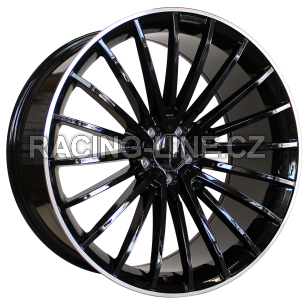 Alu kola Racing Line MR532, 19x8.5 5x112 ET40, Černá + leštěný límec (zátěžová)