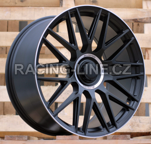 Alu kola Racing Line Y0207, 21x10 5x112 ET44, Černá matná + leštěný límec (zátěžová)