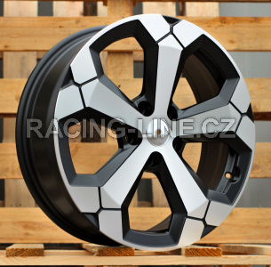 Alu kola Racing Line Y1274, 17x6.5 5x114.3 ET32, Černá matná + leštění