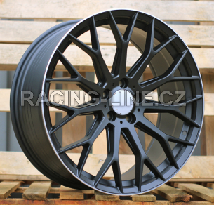 Alu kola Racing Line YS1180, 18x8 5x112 ET41, Černá matná + leštěný límec