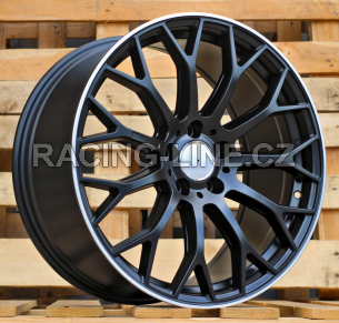 Alu kola Racing Line YS1180, 18x8 5x112 ET43, Černá matná + leštěný límec